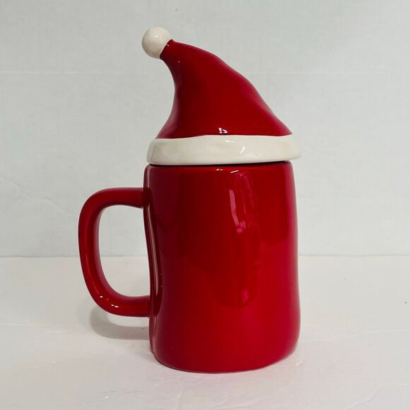 Rae Dunn PEPPERMINT MOCHA Mug With Santa Hat Topper   16 Oz   EUC - Picture 3 of 7